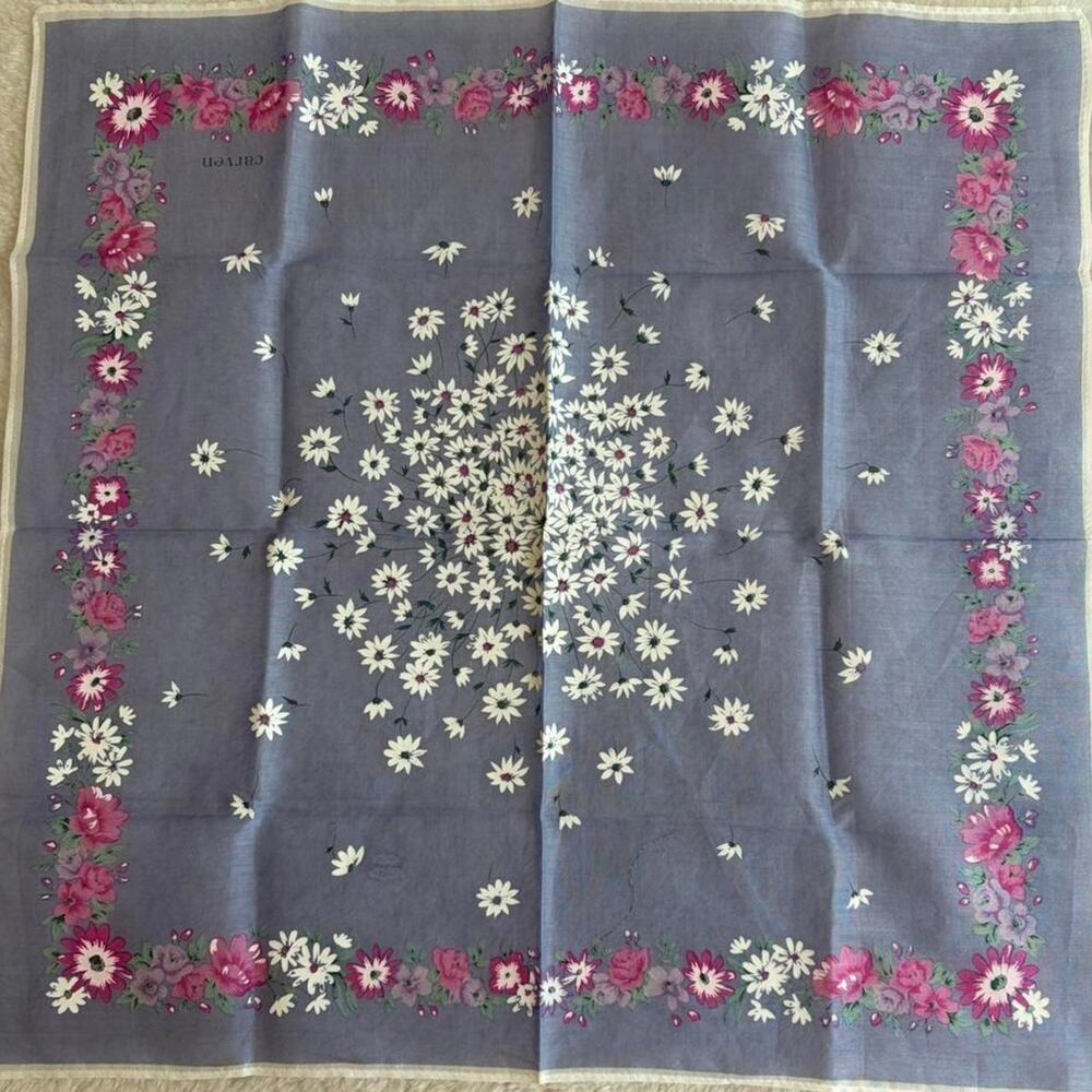 Carven purple floral silk scarf